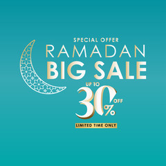 Ramadan Big Sale Special Offer up to 30% off Limited Time Only Vector Template Design Illustration