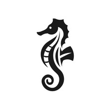 Sea Horse Creative Vector Illustration,Sea Animal Color Icons In Trendy Flat Style