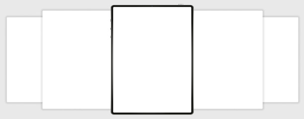 tablet with interface carousel post on social network. Vector illustration