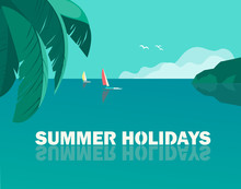 Summer Seaside Holidays Vector Poster Template