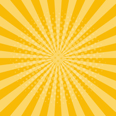 Wall Mural - sunburst background. yellow rays with halftone effect. shine sun retro style. sunset party design. g