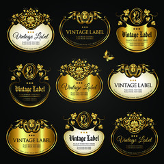 Wall Mural - Vector set of various labels in luxury gold style