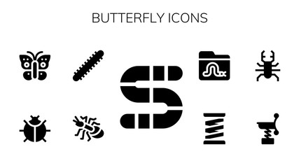 Poster - butterfly icon set