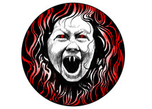 The Child, Who Is Drawn In A Black Circle With A Pen And Marker, Burns In Red Fire, He Has Red Eyes And Big Fangs, Looks Like A Vampire, He Has A Mouth Open And He Screams, Personifies Horror, Anger