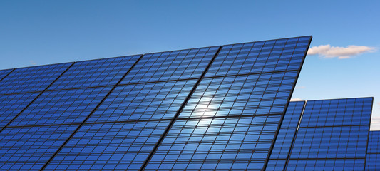 sunlight electricity solar panel energy power renewable resources 3D illustration