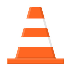 Traffic cone isolated on white background. Cartoon style. Vector illustration for any design.