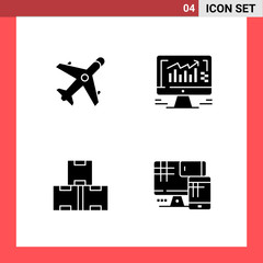 Sticker - 4 Icon Pack Solid Style Glyph Symbols on White Background. Simple Signs for general designing.