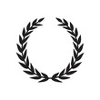 Greek wreaths and heraldic round element with black circular silhouette. set of laurel, fig and olive, victory award icons with leaves and frames illustration for graphic and web design.