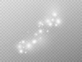 Wall Mural - white glowing light effect isolated on transparent background. magic glitter dust particles. star bu