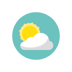 Sticker - cloud with sun isolated icon