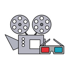 Poster - cinema projector and cinema glasses