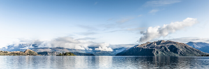 Wall Mural - Lake Landscape, Beautiful Blue Sky And Water, Lake Wanaka, New Zealand