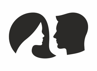 Man and woman icon. Vector icon isolated on white background.