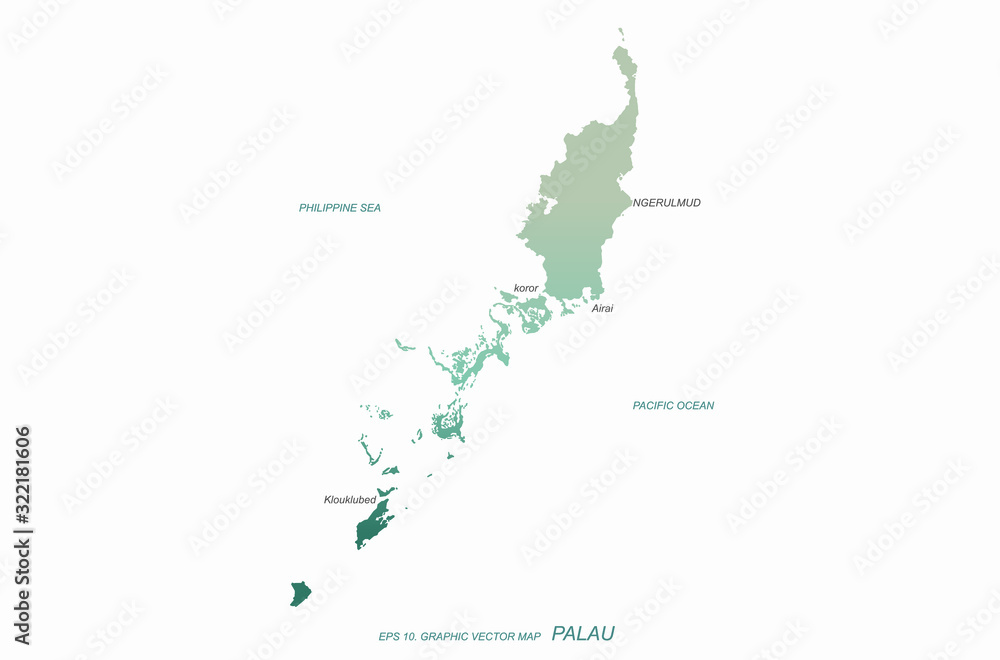 graphic vector map of palau island. palau map. asia country map Stock