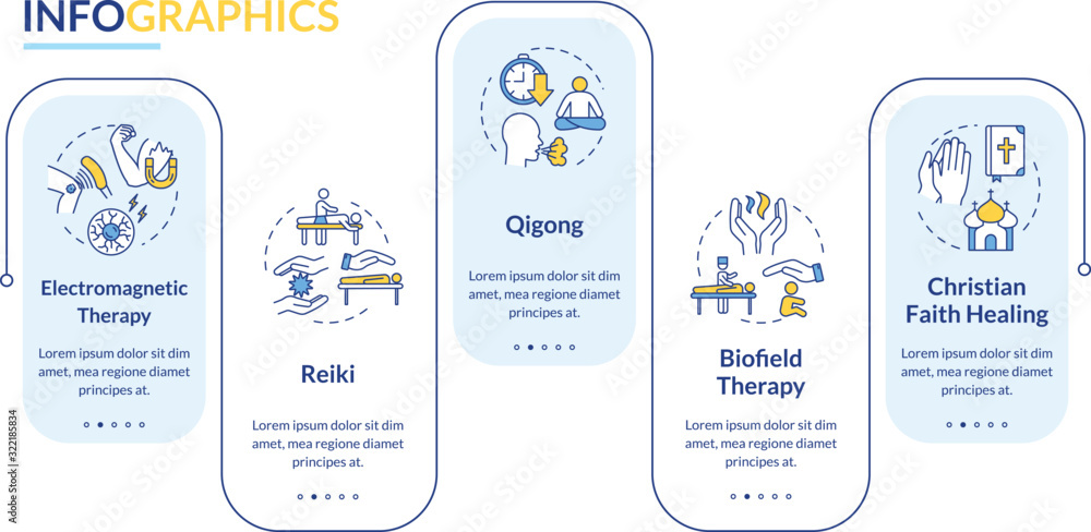 Alternative medicine vector infographic template. Reiki and biofield ...