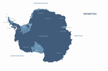 Sticker - graphic vector map of antarctica. antarctica map. world map. 