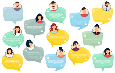 testimonial speech bubble concept, customer feedback for info graphic, application for info graphic,