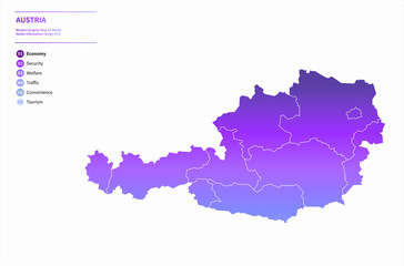 Wall Mural - graphic vector map of austria. europe country map. austria map.