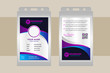 Business vector design elements for graphic layout of corporate id card. Modern abstract background template with gradient blue purple in  wave curve shapes in clean minimal style. circle space photo.
