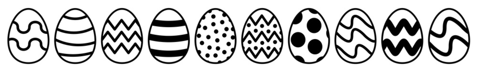 Wall Mural - easter egg icon black | painted eggs illustration | happy easter hunt symbol | holiday logo | april 