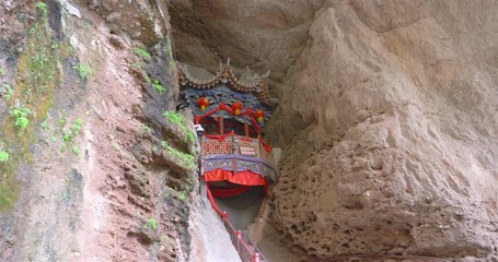 Wall Mural - Chinese ancient traditional temple in Tianshui Wushan Water Curtain Caves, Gansu China