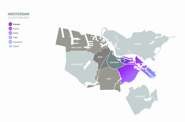  graphic vector map of amsterdam. map of netherland state in europe. netherlands map.