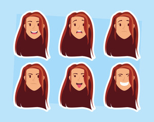 Sticker - group of women heads and expressions