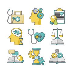 medical and business concept icon set, colorful design