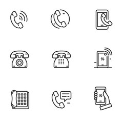 Wall Mural - set of phone icons in black line design isolated on white background