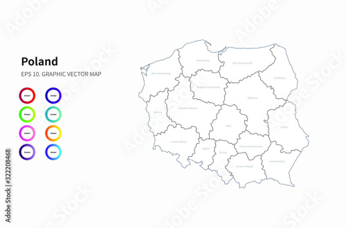 Fototapeta na szkło graficzna wektorowa mapa polski. mapa polska. mapa kraju ue.
