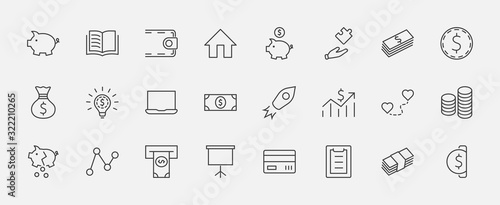 Fotografía Set of Money Related Vector Line Icons