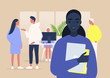 © nadia_snopek - A portrait of a young black female manager holding a laptop and folders, a group of coworkers on background, daily office life
