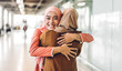 © Art_Photo - Portrait of happy arabic two friend muslim woman with hijab dress smiling and hugging together