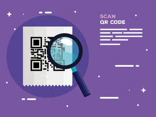 Poster - scan qr code with magnifying glass