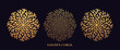 Golden reef coral by round shape. Third set of gold coralline silhouettes