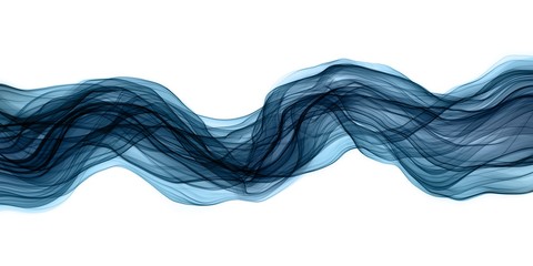 Poster - Abstract brush paint with liquid fluid transparent wavy flowing in navy blue colors isolated on white background
