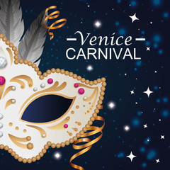 Canvas Print - venice carnival with mask and decoration vector illustration design