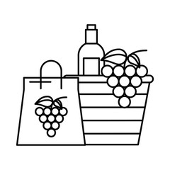 Poster - grapes fresh fruits in paper shopping bag