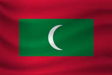 Waving Flag Of Maldives. Vector Illustration