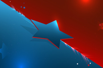 Wall Mural - red-blue background with shining stars
