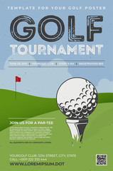 retro style poster template for golf tournament