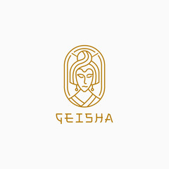 Wall Mural - Japanese Geisha head logo icon design template vector illustration