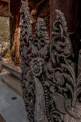 Wall Mural - Sisaket/Thailand - Febuary 2020 : Beautiful Thai pattern sculpture in the temple