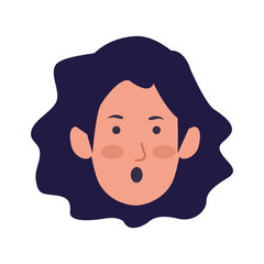 Sticker - cartoon woman face with surprised expression, colorful design