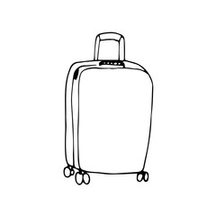 Suitcase outline hand drawn illustration.