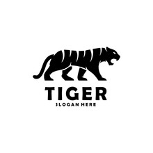 Abstract Silhouette Tiger Walking Concept Illustration Template