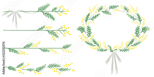 ミモザのフレーム 素材イラスト Stock Illustration Adobe Stock