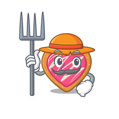 Sticker - Happy Farmer cookie heart cartoon picture with hat and tools