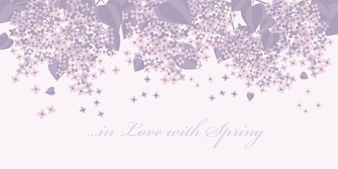 Wall Mural - Tender spring lilac blossom twigs for card, header