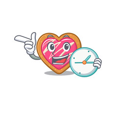 Sticker - cartoon character concept cookie heart having clock